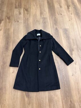 Cole Haan Black Wool Signature Coat with Navy Tag